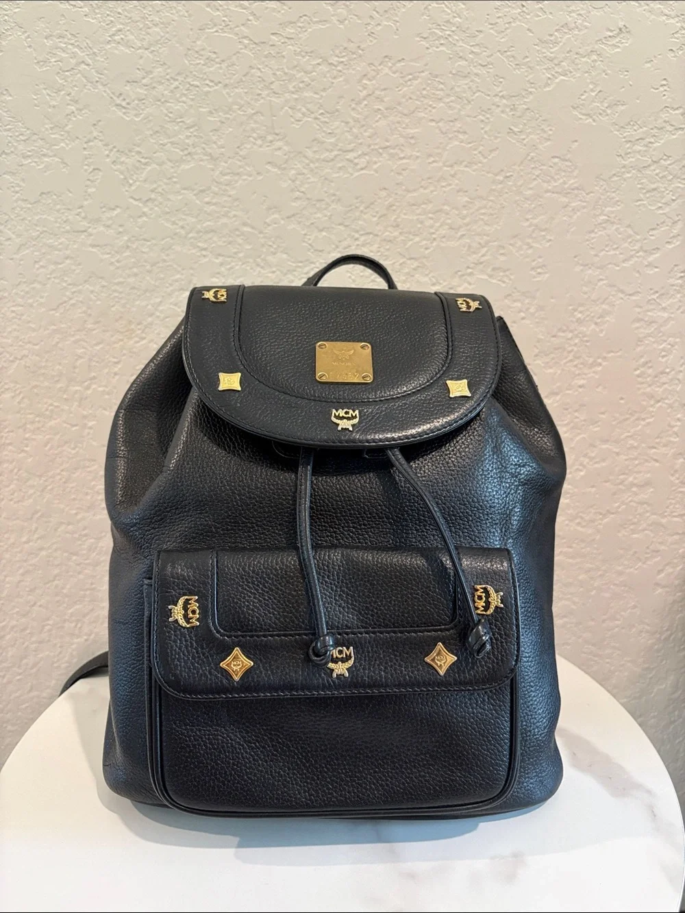 MCM Black Leather Backpack Made in Germany
